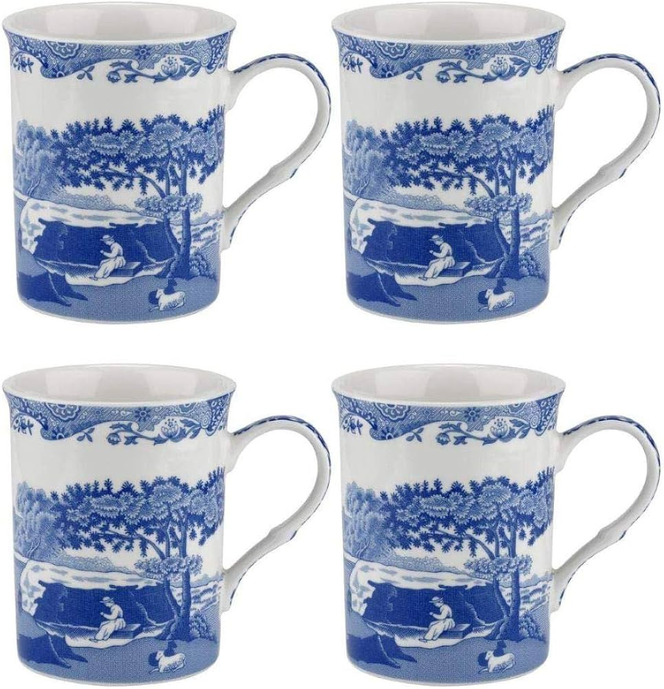 Portmeirion Spode Blue Italian Large Mugs, 340ml, 12-ounces, Cup for Coffee, Tea, and Other Bever... | Amazon (US)