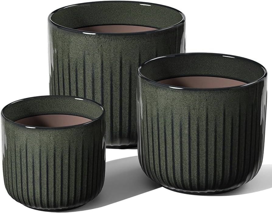 LE TAUCI Ceramic Planters, Set of 3 Plant Pots for Indoor Plants, 8.3+6.9+5.7 inch Flower Pots wi... | Amazon (US)
