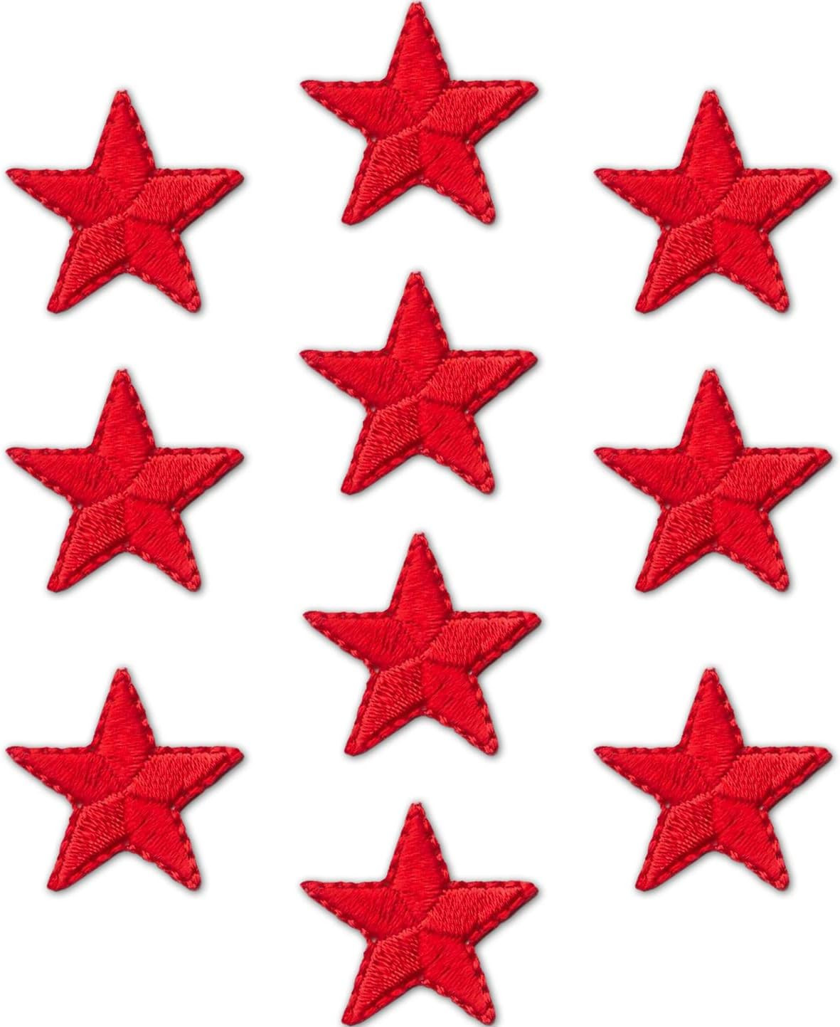 Iron On Star Patches Embroidered Patch Applique Embellishments for Clothing, Jackets, Backpacks, and Decorations (Red, 1") | Amazon (US)