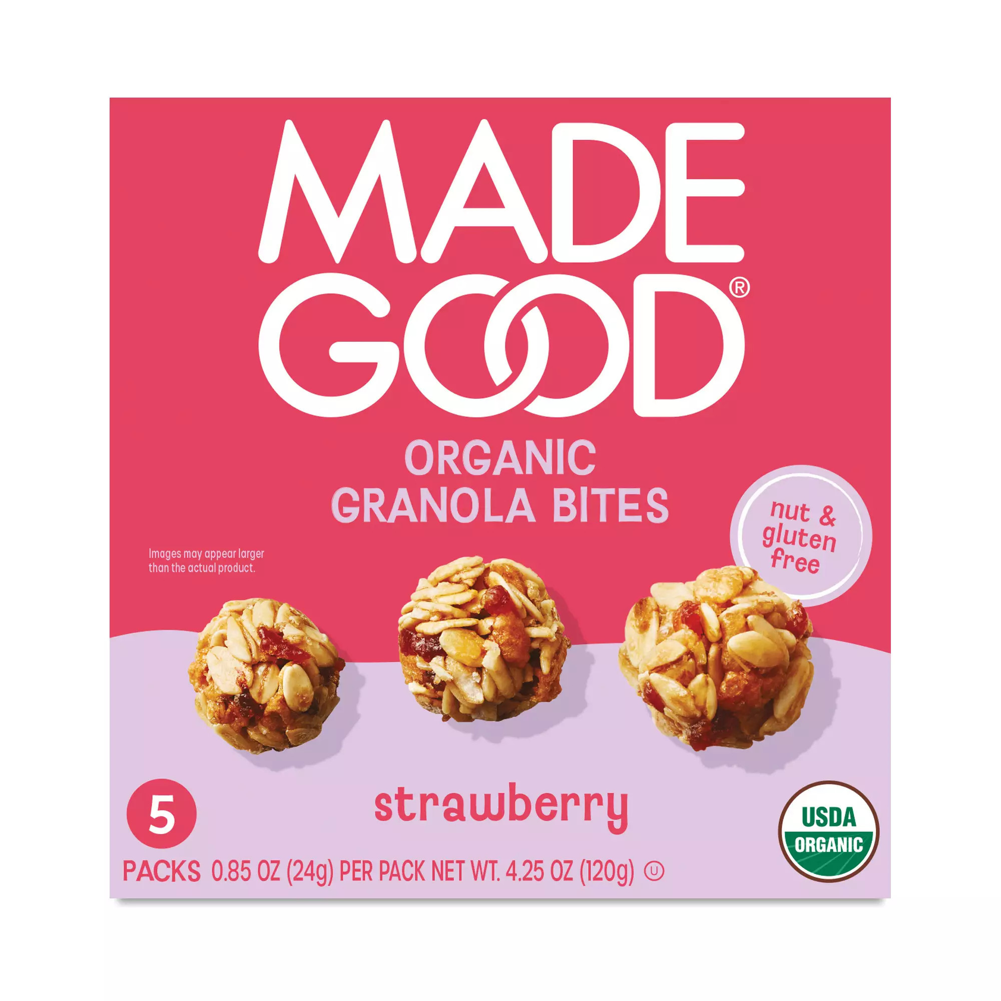 MadeGood Organic Granola Bites, Strawberry 5 packs (0.85 oz each) | Thrive Market