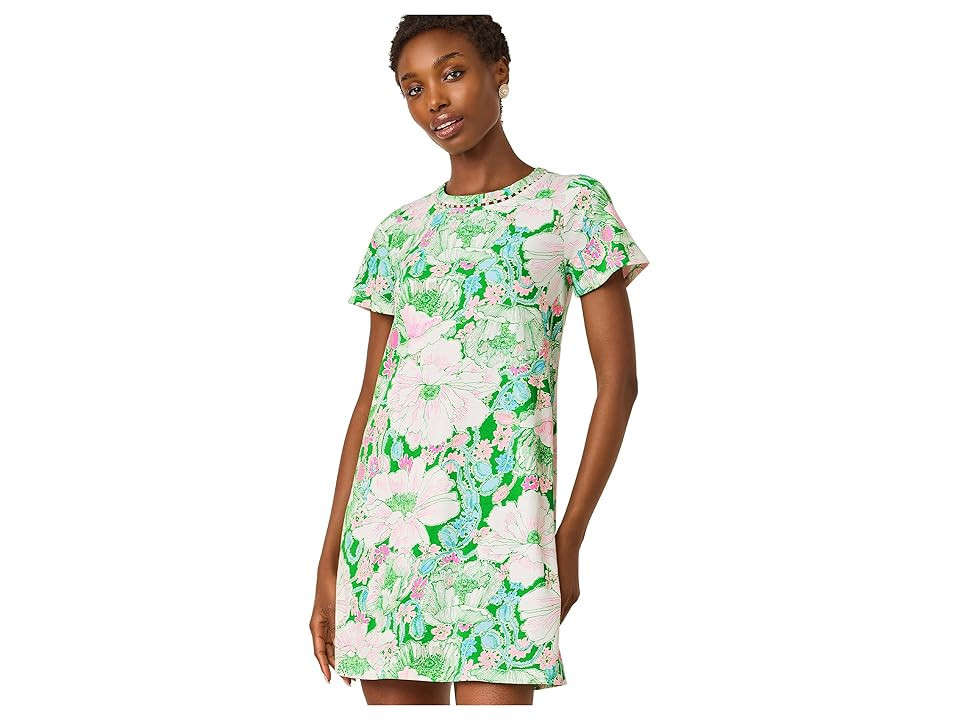 Lilly Pulitzer Cody Short Sleeve Dress Women's Dress Putting Green Poppyland : XXS, Cotton | Zappos