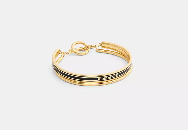 Coach Outlet Coach Enamel Double Bangle Bracelet - Black | Coach Outlet US