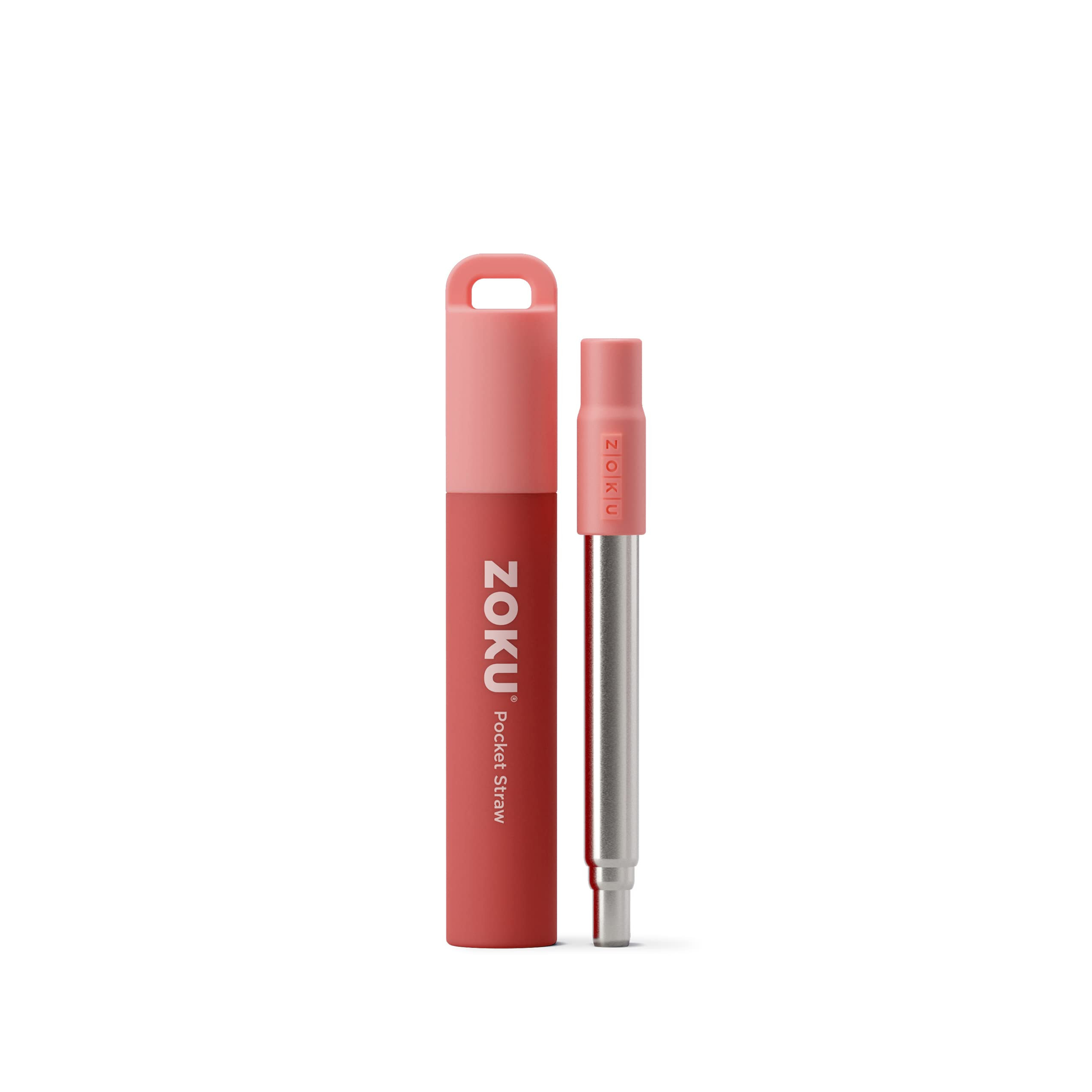 ZOKU Reusable Metal Straw with Case for Travel, Red - Collapsible Stainless Steel Drinking Straw ... | Amazon (US)