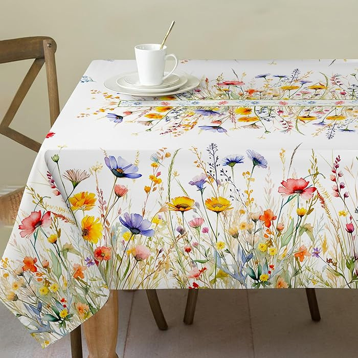 Spring Tablecloth 60x84 Inch for Rectangle Tables - Blooming Flower Spring Decorations for Home -... | Amazon (US)