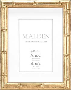 Malden International Designs 4x6 Matted Gold Bamboo PS Moulding Picture Frame Antique Gold Finish... | Amazon (US)