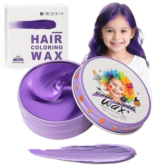 Temporary Purple Hair Color Wax for Kids, Women Men Colored Hair Styling Mud, Washable Style Viol... | Amazon (US)