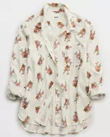 Aerie Cindy Lou Off-Duty Flannel Pajama Shirt | Aerie