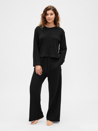 Waffle-Knit Wide-Leg PJ Pants | Gap Factory