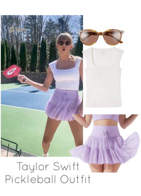 Taylor Swift pickleball outfit. Exact skirt. Similar top and sunglasses
.
.
.
… #taylorswift 

#LTKfitness #LTKfindsunder100 #LTKstyletip
