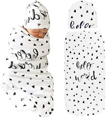 Newborn Baby Blanket Swaddle Headband Hat Baby Stroller Wrap Sleeping Bag Photography Props (Whit... | Amazon (US)