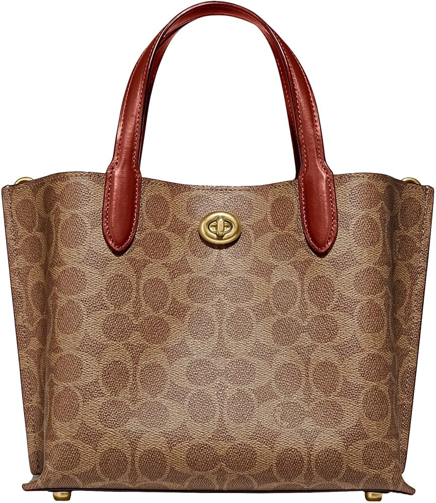 Coach Coated Canvas Signature Willow Tote 24, Tan/Rust | Amazon (US)