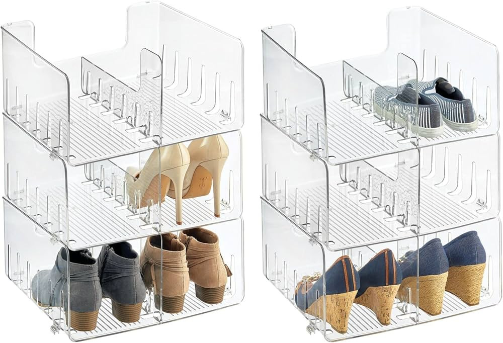 Amazon.com: mDesign Stackable Shoe Storage Organizer for Organizing Men's, Women's Shoes Inside C... | Amazon (US)