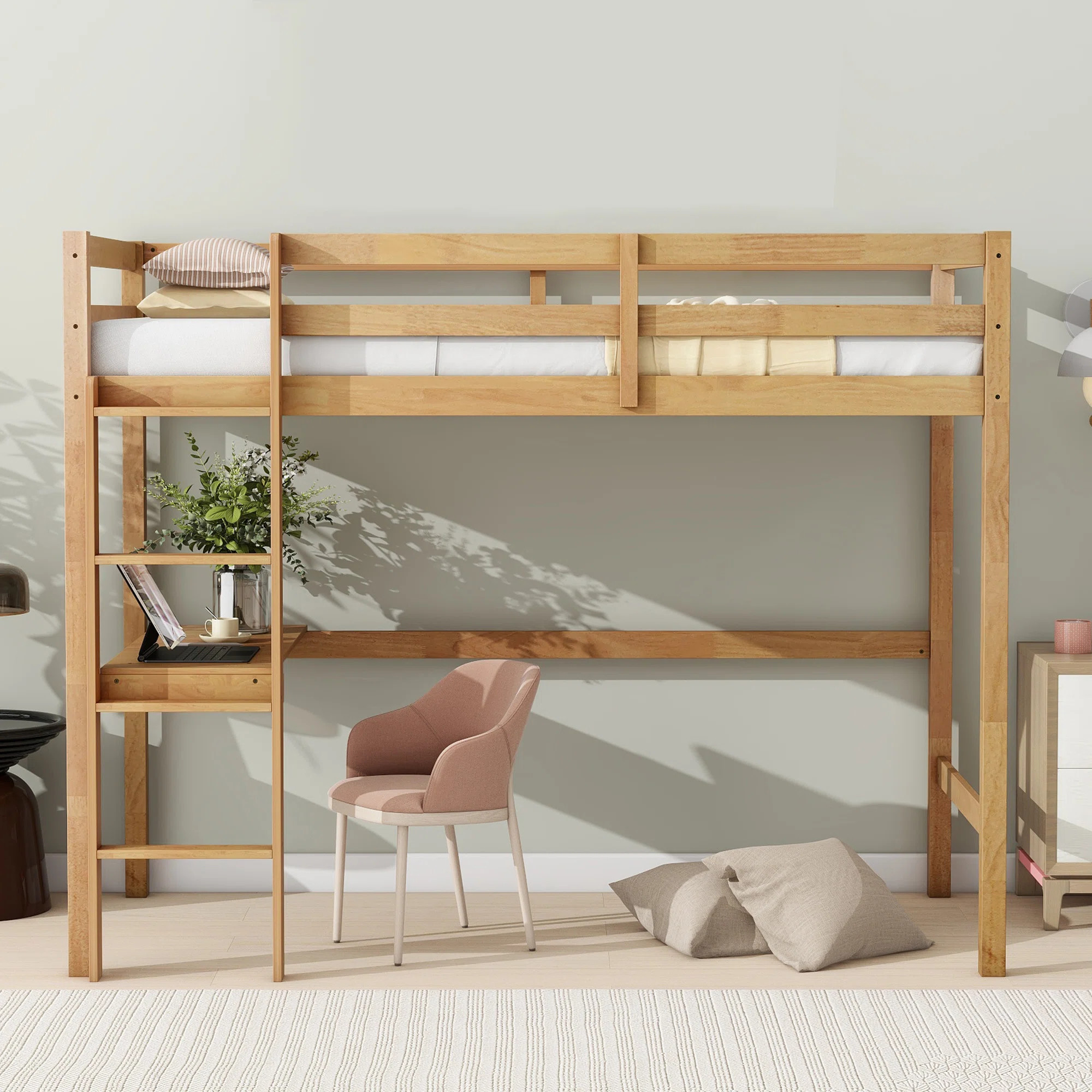 Twin Solid Wood Loft Bed With Built-in-desk | Wayfair North America