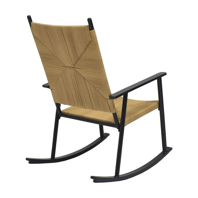 Better Homes & Gardens Ventura Outdoor Steel Rocking Chair, Natural Rush Weave | Walmart (US)