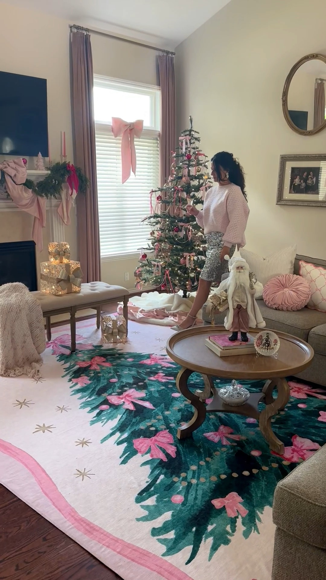 Love Shack Fancy inspired Christmas! 🎀🌸💗

Pinkmas 
Bows 
Coquette Christmas 
Pink Christmas tree
Sparkle skirt 
Women’s holiday outfit 
Pink bow rug 

#LTKHome #LTKSeasonal #LTKHoliday