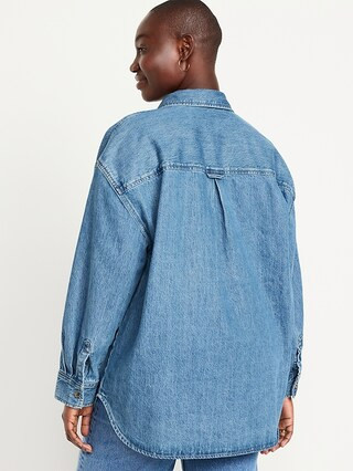 Oversized Boyfriend Button-Down Jean Shirt | Old Navy (US)