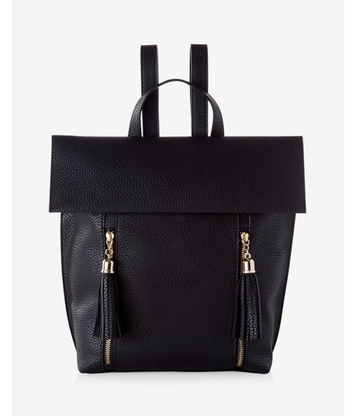 Express Womens Pebbled Tassel Backpack Black | Express