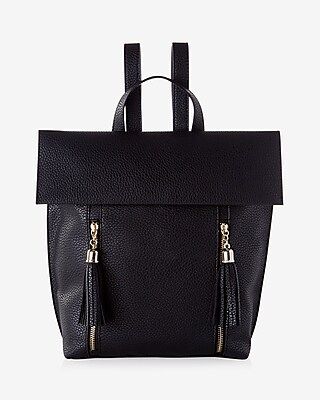 Express Womens Pebbled Tassel Backpack Black | Express