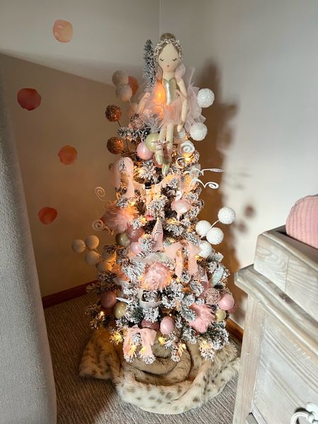 Toddler Girl Christmas Tree Ballet Pink 4 Ft Flocked Tree Chiffon Ribbon Pink Ornaments 

#LTKunder50 #LTKHoliday #LTKkids