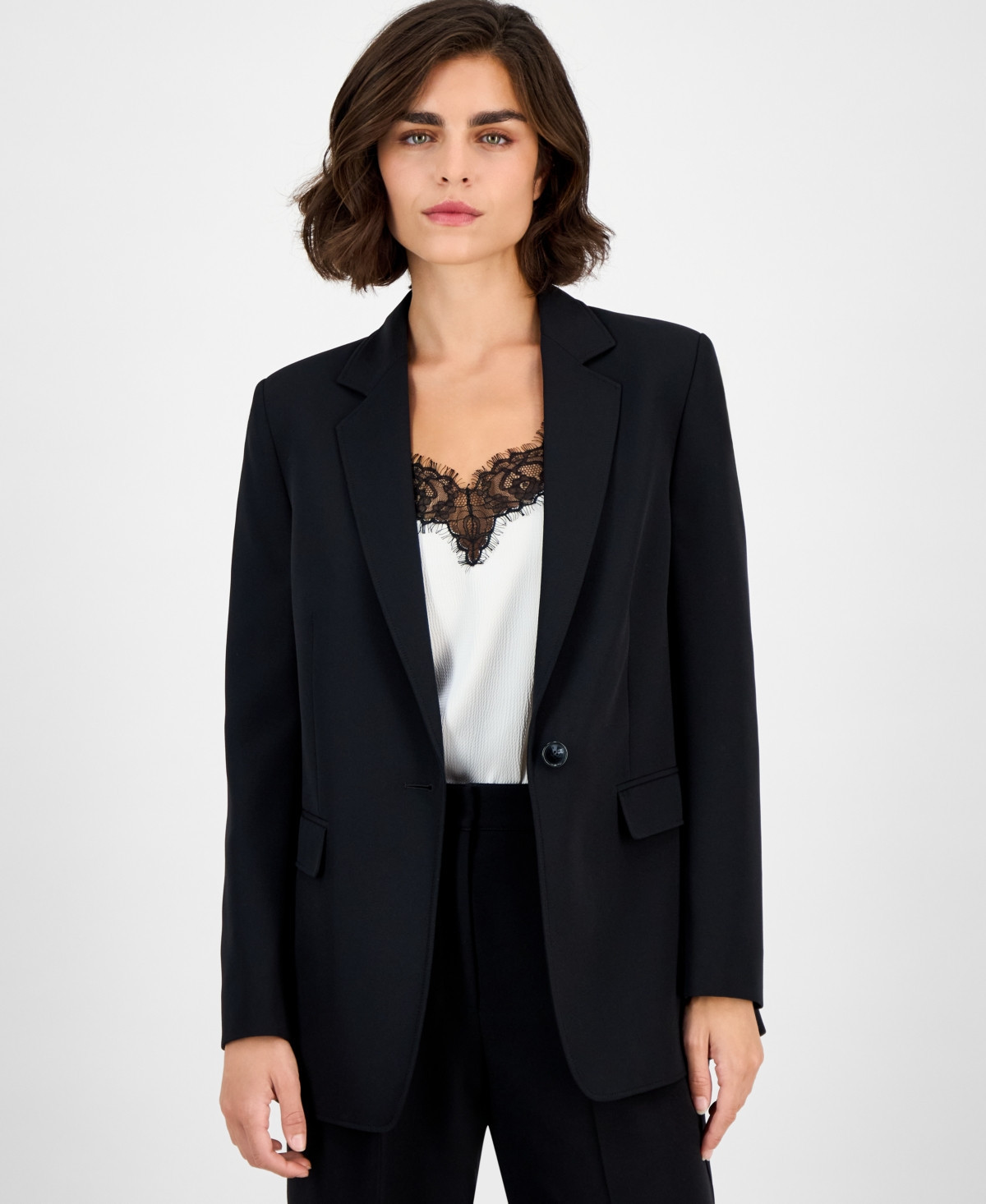 Boss Orange Women's One-Button Blazer - Black | Macy's