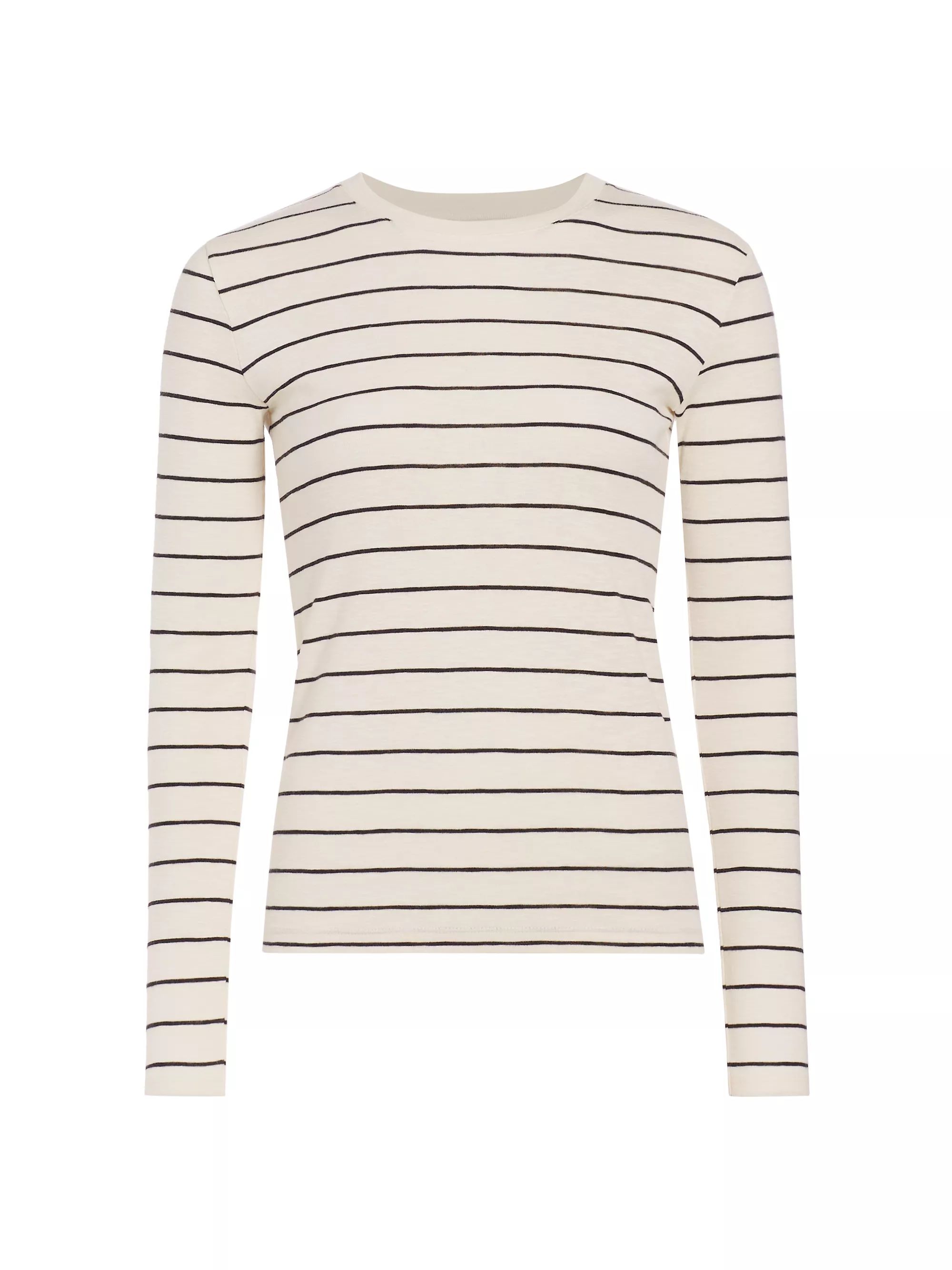 Striped Cotton-Blend Crewneck Long-Sleeve T-Shirt | Saks Fifth Avenue