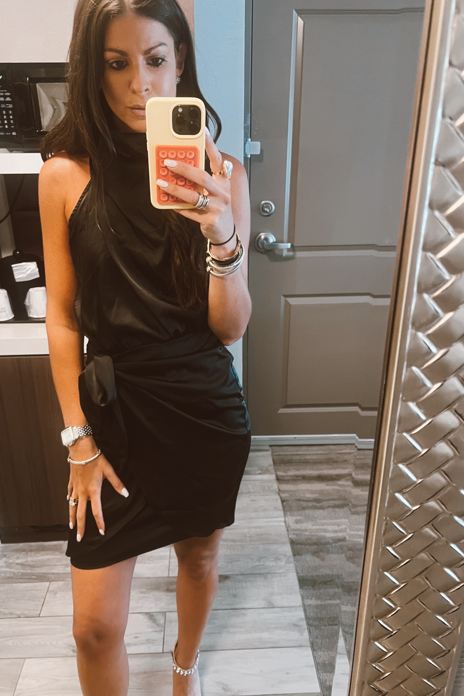 Wedding guest look for under $160. This dress was a super quick buy less than $60, comes in multiple colors {wearing size small}. || Badgley Mischka Shoes are a constant go to for so many different occasions. Linking my height heal, as well as a lower option + all other outfit details 🖤!

#LTKWedding #LTKFindsUnder100 #LTKStyleTip