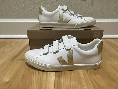 Veja 3-Lock Logo Leather Extra White-Gold Women's Sneaker Sz 9  | eBay | eBay US