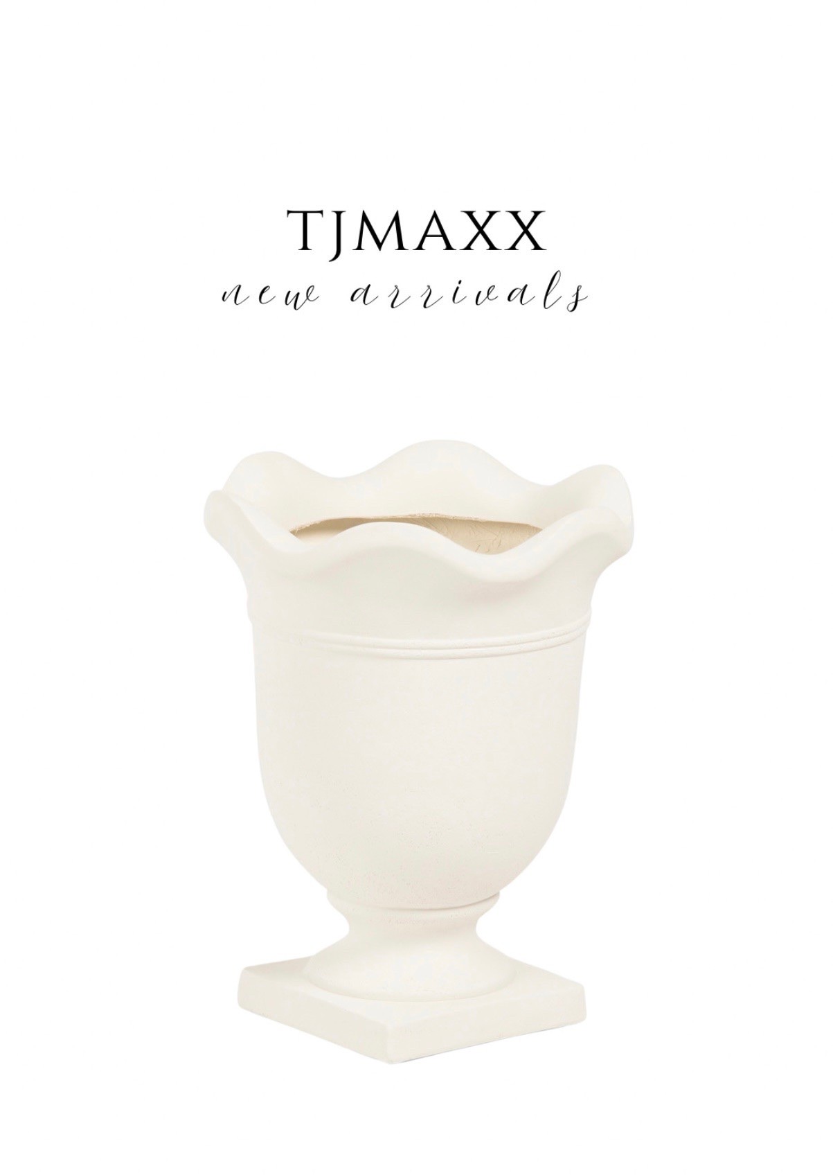 Look for less Ruffle Planter from @tjmaxx looks like frontgate 😍 white outdoor planter patio decor
