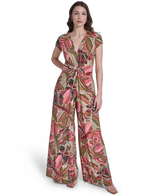 Women's Short-Sleeve V-Neck Jumpsuit | Macy's