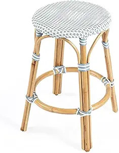 Beaumont Lane Twilight Blue & White Rattan Counter Stool | Amazon (US)