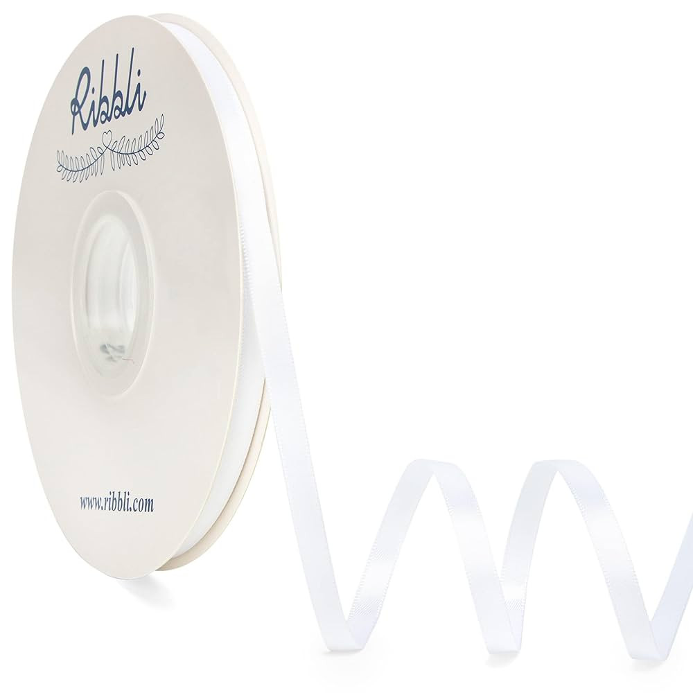 Ribbli White Satin Ribbon,Double Faced Satin 1/4 inch x Continuous 50 Yards,White Ribbon Use for ... | Amazon (US)