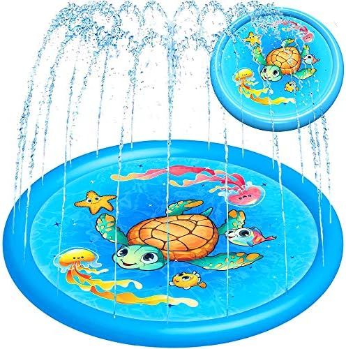 Splash Pad Water Toy Sprinkler Mat Pool for Kids Toddlers 68" Outdoor Summer Toys Kiddie Baby Swi... | Amazon (US)