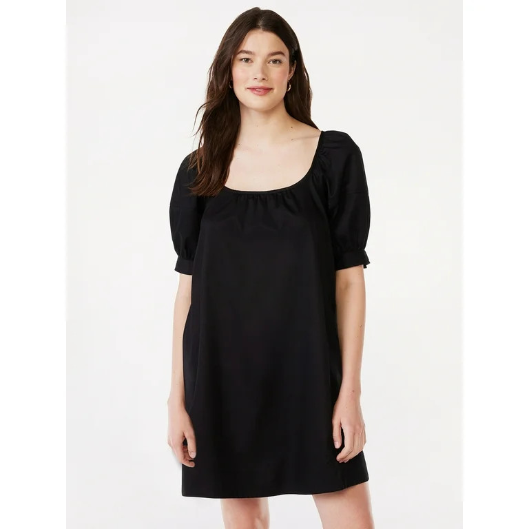 Free Assembly Women’s Square Neck Mini Dress with Puff Sleeves, Sizes XS-XXXL | Walmart (US)