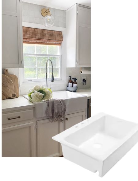 My farmhouse sink is from @sinkology.
This particular one can be mounted ON TOP of your counters- perfect if you have laminate countertops… or can be an undermount sink for solid surface counters. 

I love the large capacity single basin sink. 

#LTKStyleTip #LTKHome #LTKFamily
