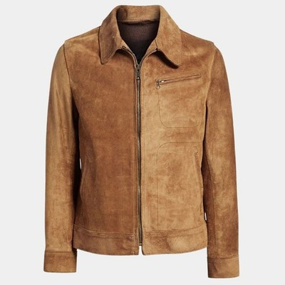 New Mens Brown Soft Suede Leather Jacket Vintage Biker Style Jacket | eBay US