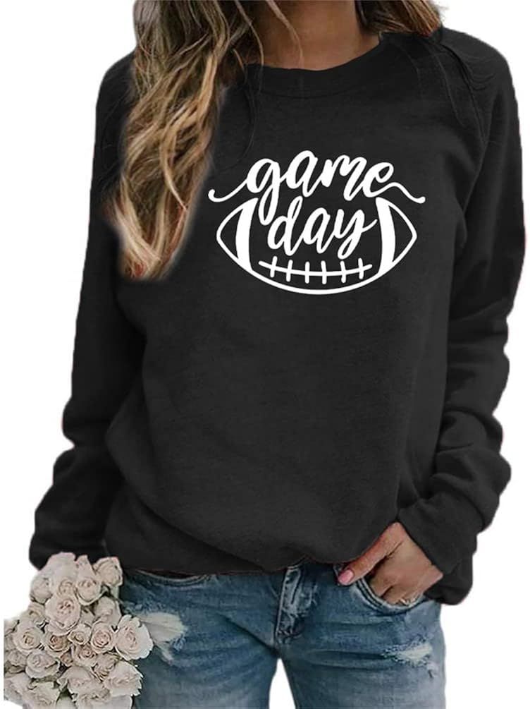 Women Girls Sweatshirt Game Day Graphic Blouse Long Sleeve Crewneck Pullover Casual Tops Shirts | Amazon (US)
