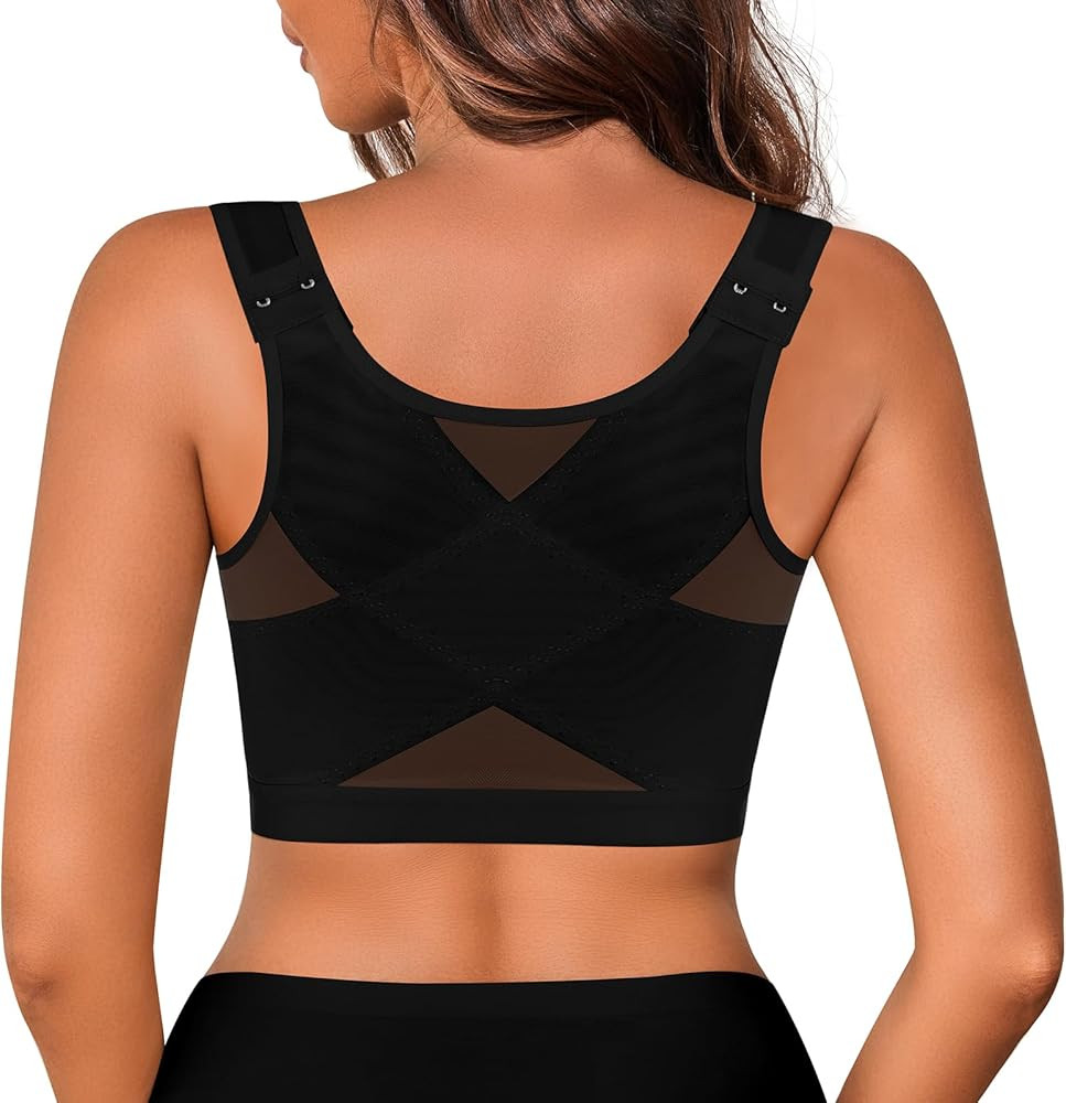 Women's Front Closure Posture Corrector Bra Wireless Back Support Bras for Women Comfy Unlined wi... | Amazon (US)