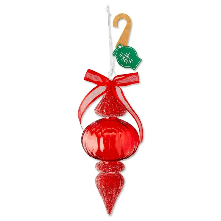 Red Transparent Finial Christmas Ornament, 7.5", by Holiday Time | Walmart (US)