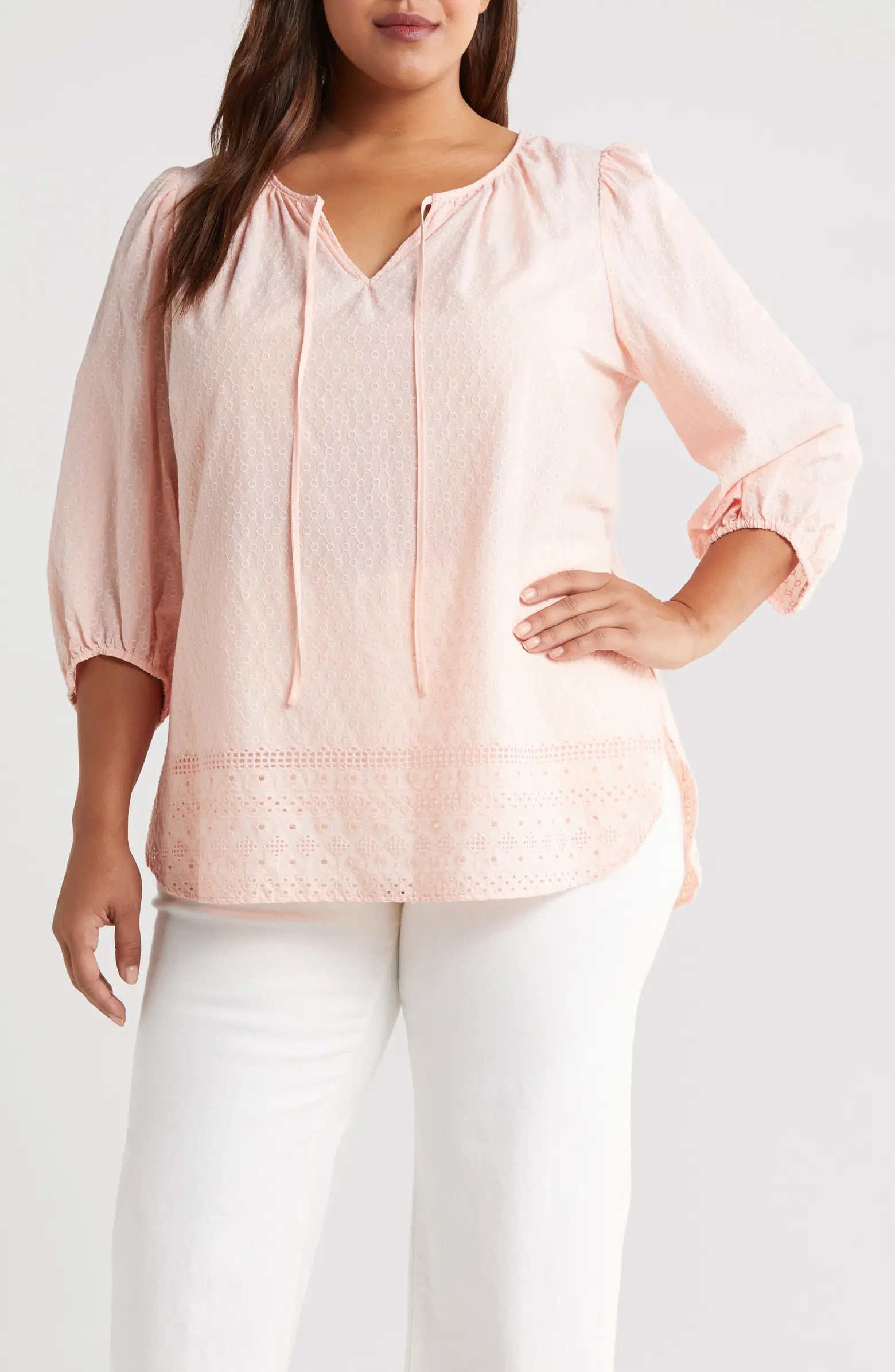 Cotton Eyelet Detail Top | Nordstrom