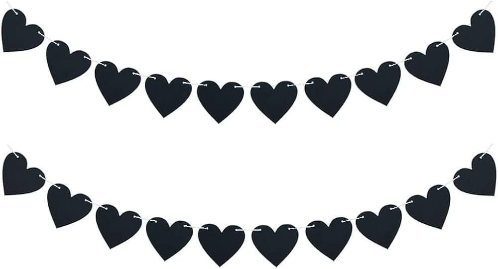 FAZHBARY 2 Pack Black Felt Heart Garland Banner for Valentines Banner Gothic Decor Farewell Weddi... | Amazon (US)