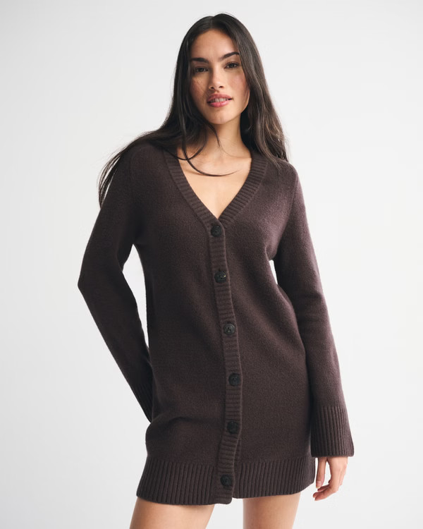 Long-Sleeve Cardigan Mini Sweater Dress | Abercrombie & Fitch (US)