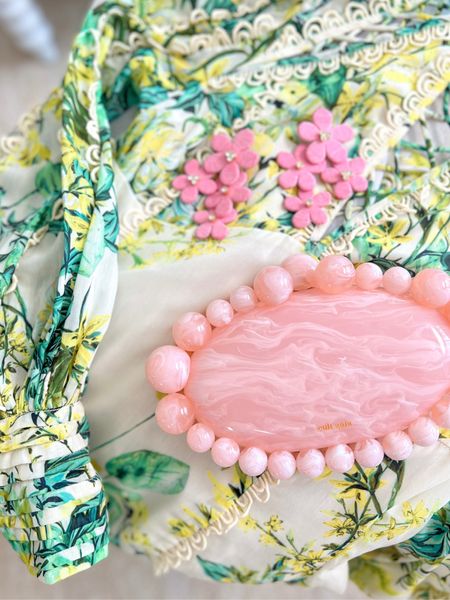 Garden party dress. 
Use my code VERONICA20 for an additional 20% off Karen Millen. 

Green floral print dress. Mini dress. Pink clutch bag. Statement earrings. 

#LTKitbag #LTKstyletip #LTKsalealert