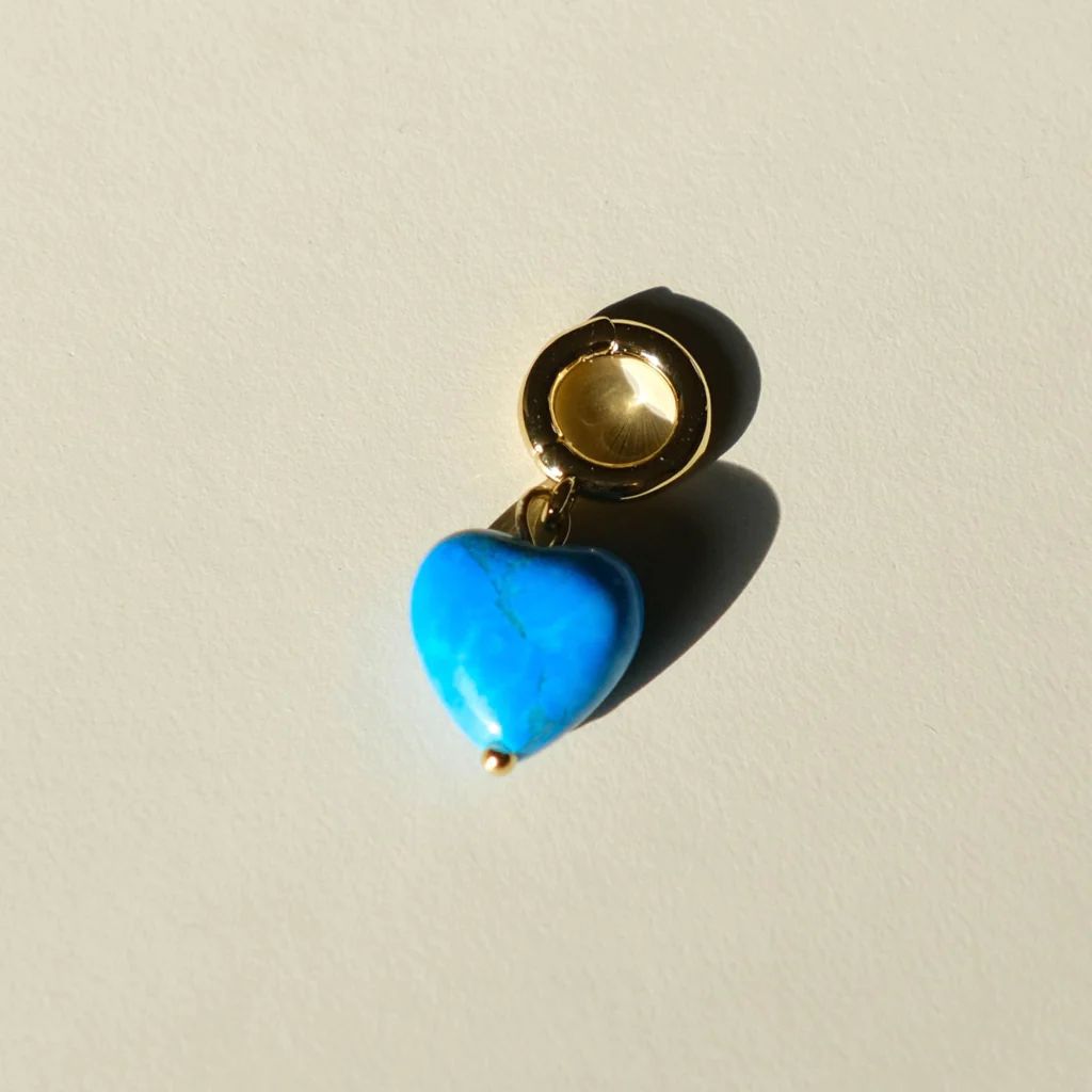Turquoise Heart Charm | Nickel and Suede