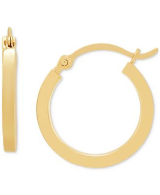 14k Gold Earrings, Polished Square Hoops (17mm) | Macy's