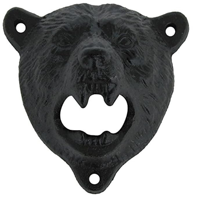 Cast Iron Wall Mount Grizzly Bear Teeth Bite Bottle Opener (Black) | Amazon (US)