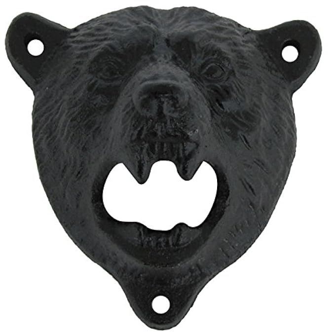 Cast Iron Wall Mount Grizzly Bear Teeth Bite Bottle Opener (Black) | Amazon (US)