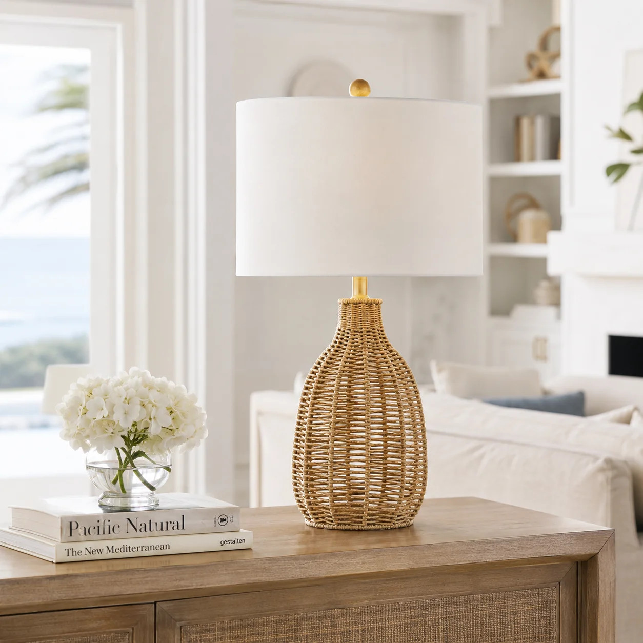 25'' Country Rope Braided Wicker/Rattan Table Lamp (Single, Original) - MCM Modern Funky Accent Table Lamps for Bedroom Bedside/Nightstand, Living Roo | Wayfair North America