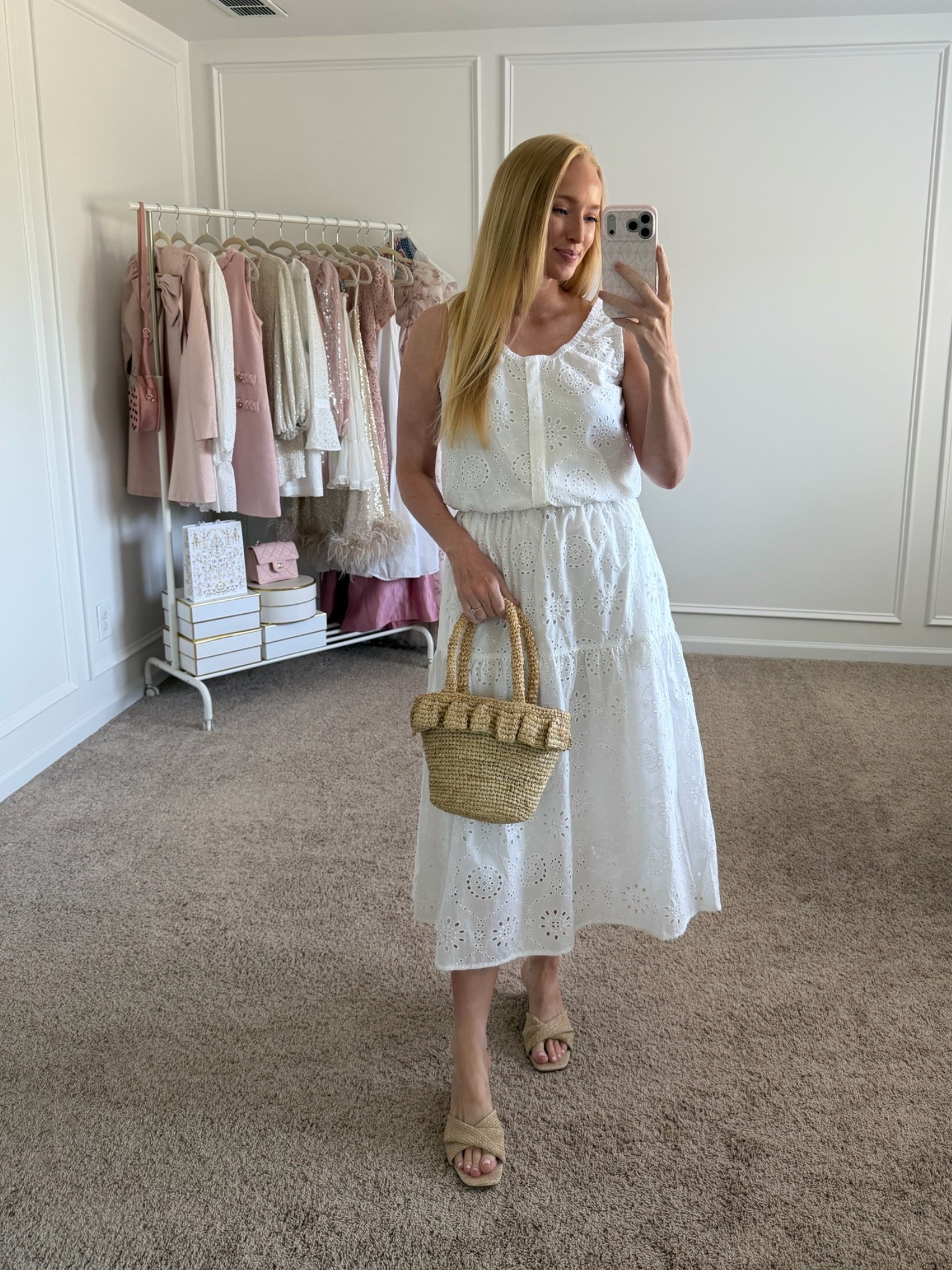 This white eyelet skirt is on sale for $22 until Saturday! Wearing a size small. The matching eyelet top runs roomy I’m wearing a small but could use an XS for a better fit in the straps. Such a cute set for summer and very nursing friendly with functional buttons 

Nursing friendly summer outfit // matching set // target outfit

#LTKSaleAlert