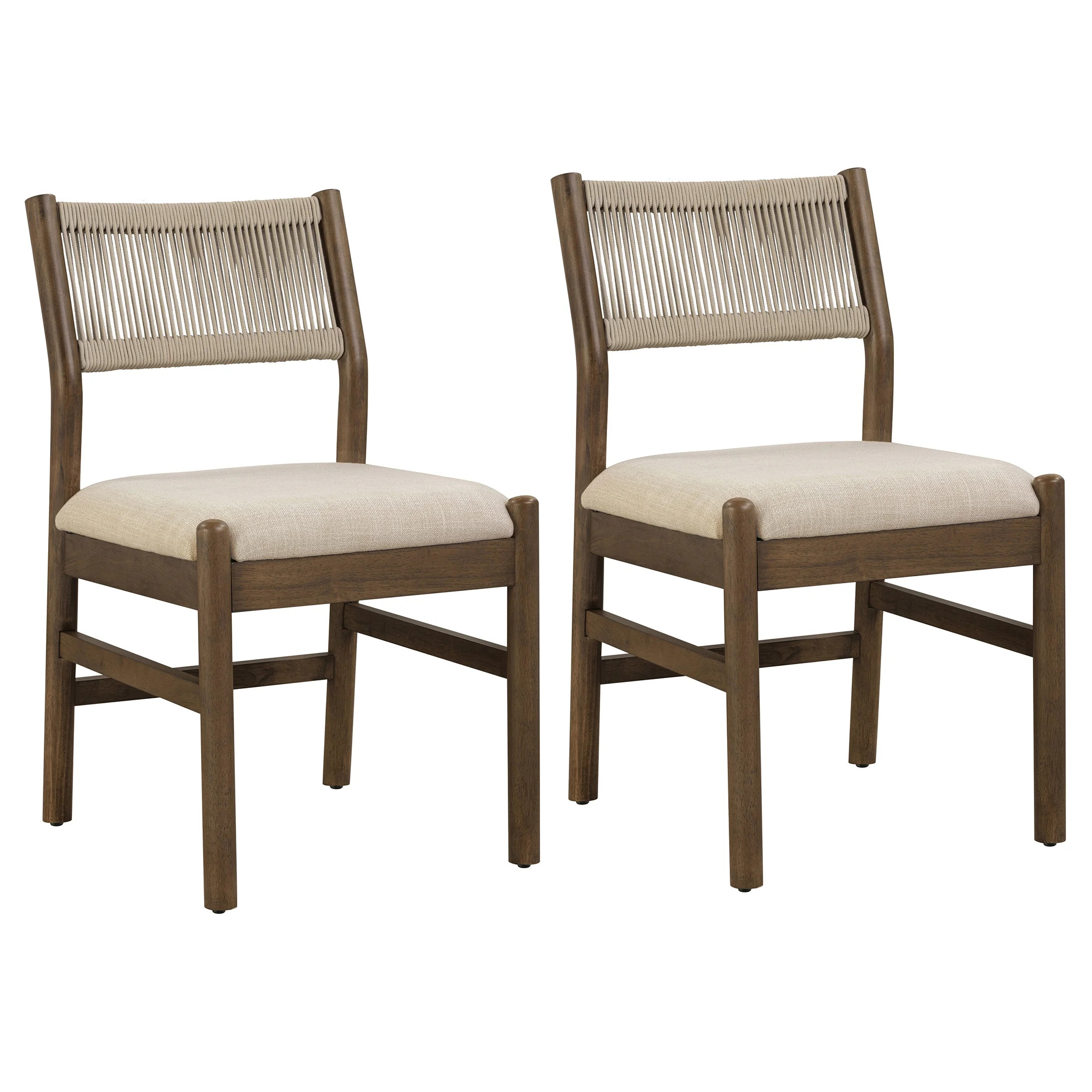 Better Homes & Gardens Lillian Fluted Dining Chairs 2 pack, Walnut finish and Cream | Walmart (US)