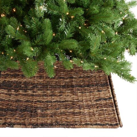 Square Natural Madras Tapered Tree Collar | World Market